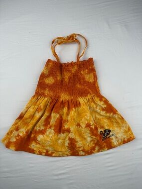 Costa Rica Tie-Dye Orange Halter Kids Dress